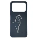 Tecno Spark 40 4G 3D Carbon-Fiber Textured with a White liner Horse Logo design and a rectangular Camera cutout .Premium Luxuary Back Case (Black)