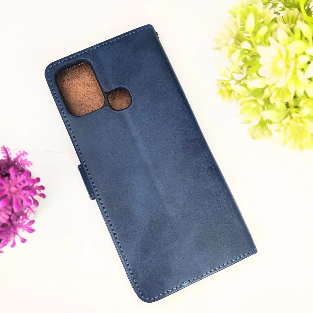 Infinix Hot 11 Play|Hot 10 Play|Hot 9 Play|Smart 5 india NMT Premium Luxuary Leather Book Case (Navy Blue)