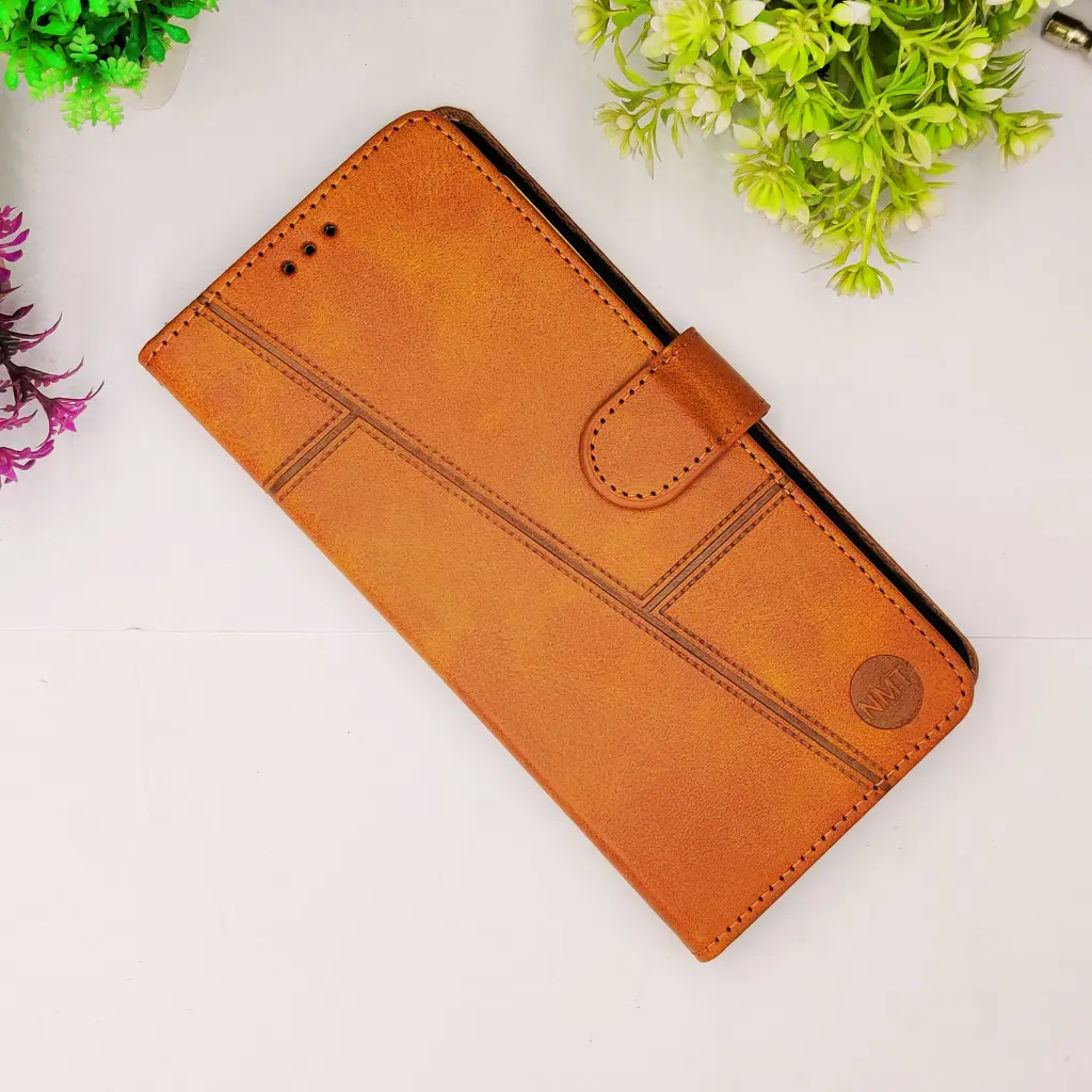 Infinix Hot 60 4G|Hot 60i 4G NMT Premium Luxuary Leather Book Case (Golden)