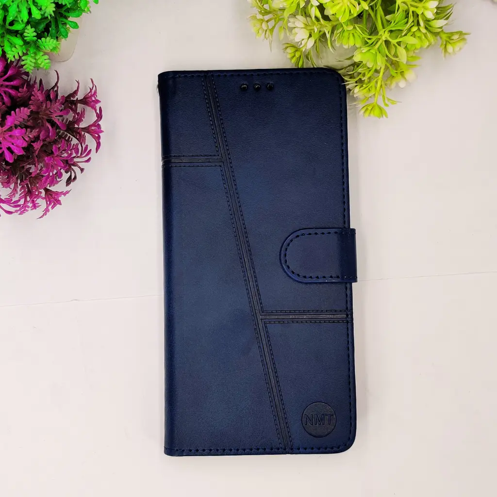 Infinix Hot 60 4G|Hot 60i 4G NMT Premium Luxuary Leather Book Case (Navy Blue)