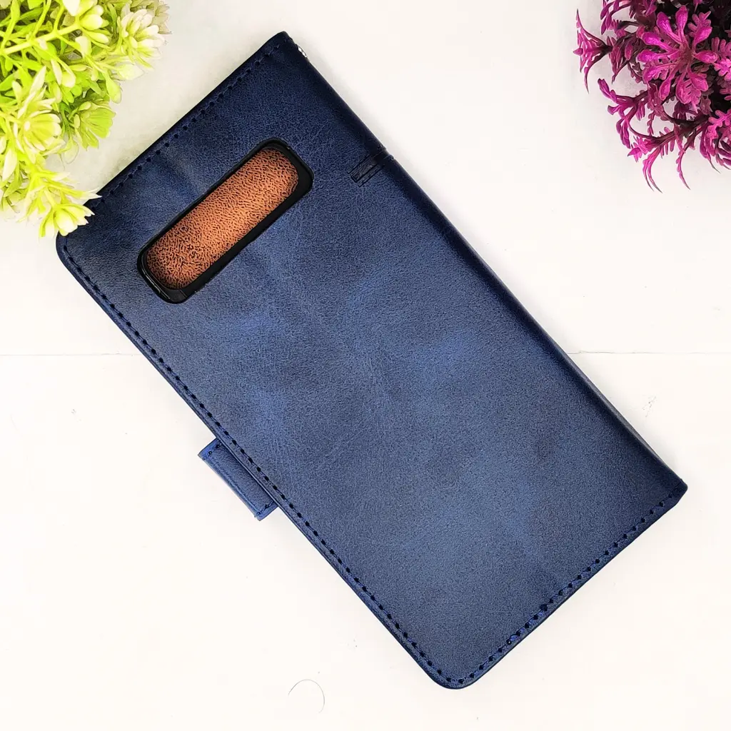 Samsung Galaxy S10 Plus NMT Premium Luxuary Leather Book Case (Navy Blue)
