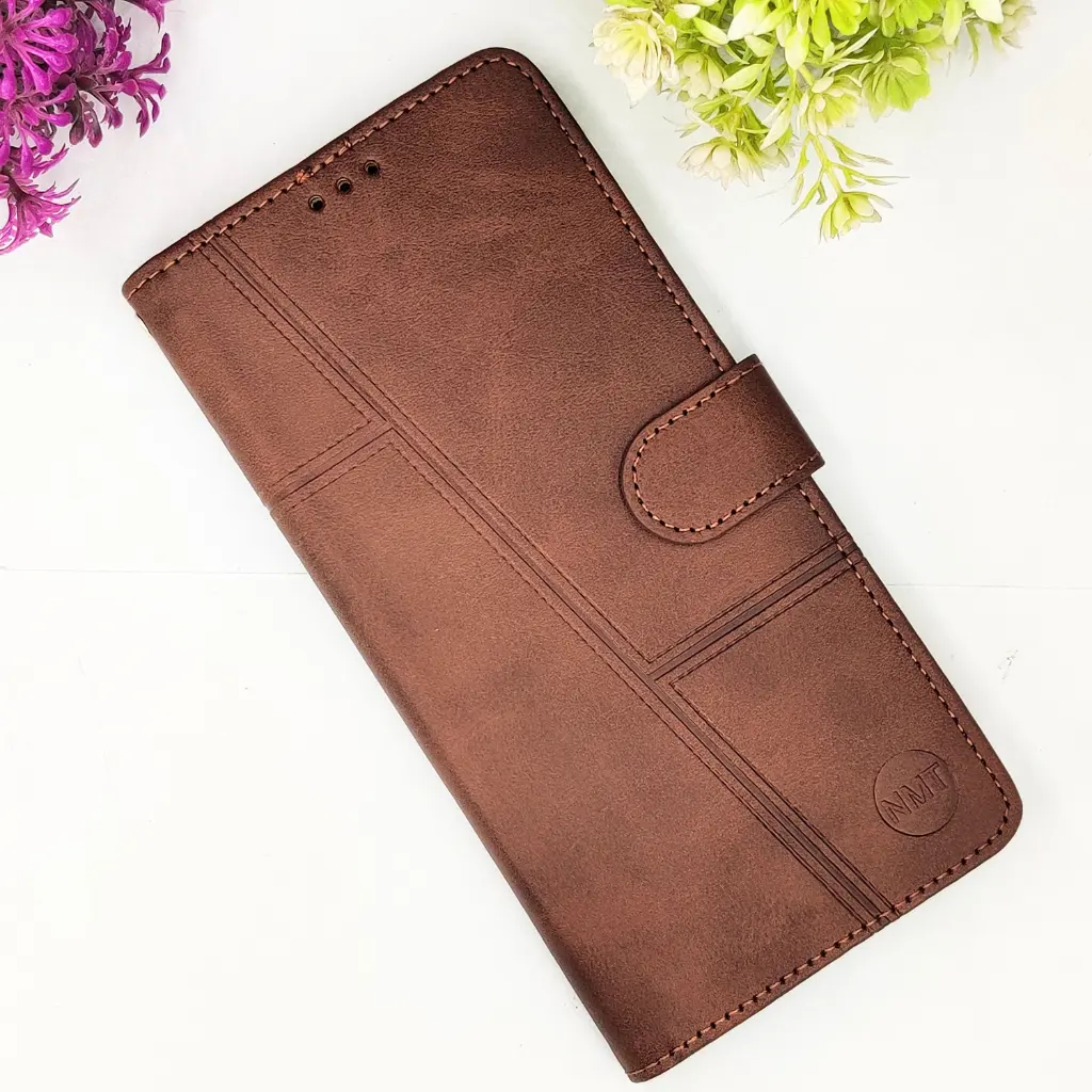 Samsung Galaxy S21 Ultra NMT Premium Luxuary Leather Book Case (Dark Brown)