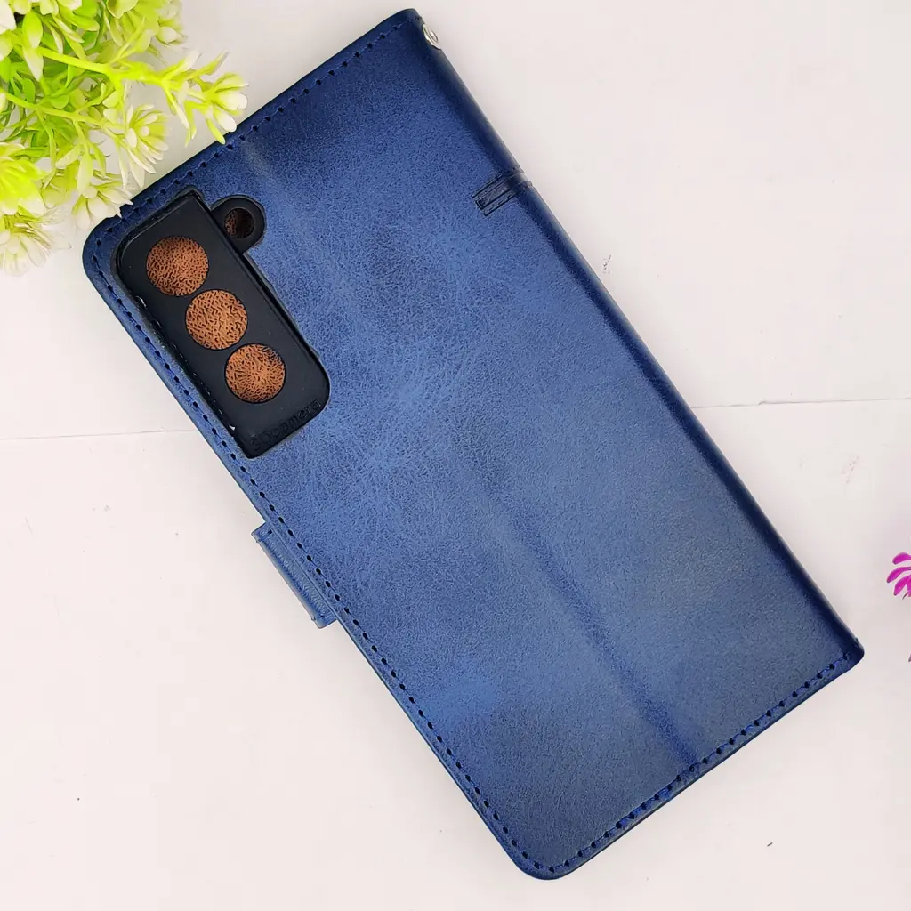Samsung Galaxy S21 FE NMT Premium Luxuary Leather Book Case (Navy Blue)