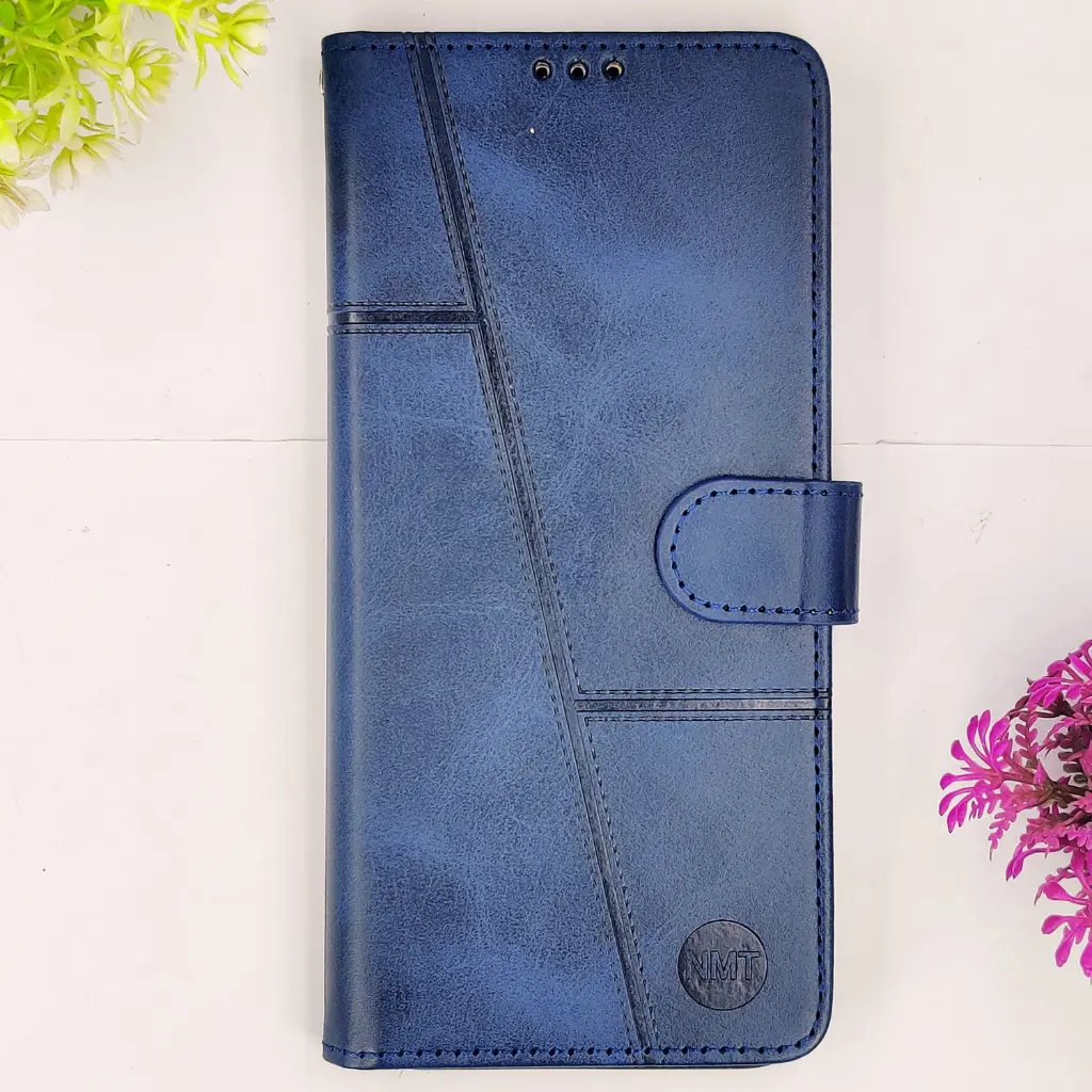 Oppo A58 4G NMT Premium Luxuary Leather Book Case (Navy Blue)