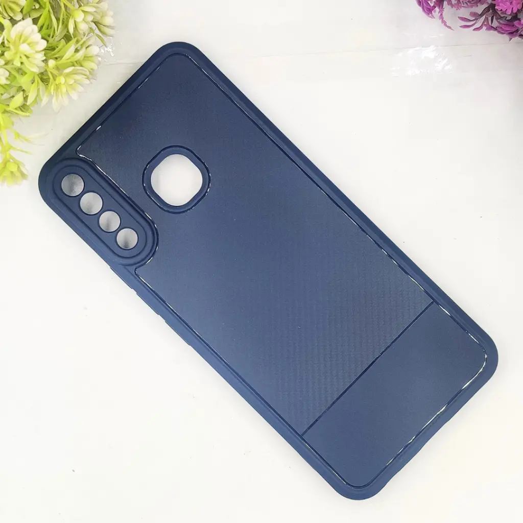 Infinix Hot 10 Play|11 Play Soft Silicone Carbon Texture With Camera Protection Back Case (Navy Blue)