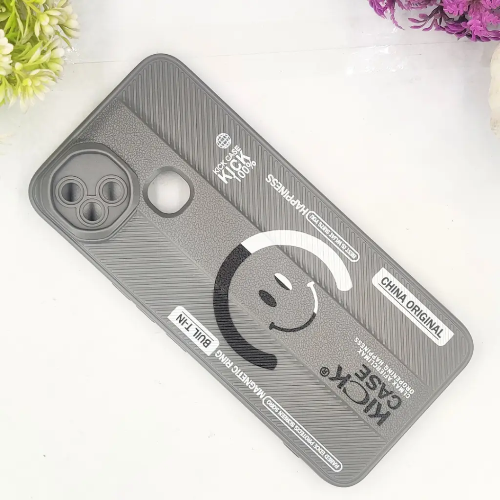 Infinix Hot 10i|Smart 5 Pro Soft Silicone Kick Case Printed Mobile Back Case (Gray)