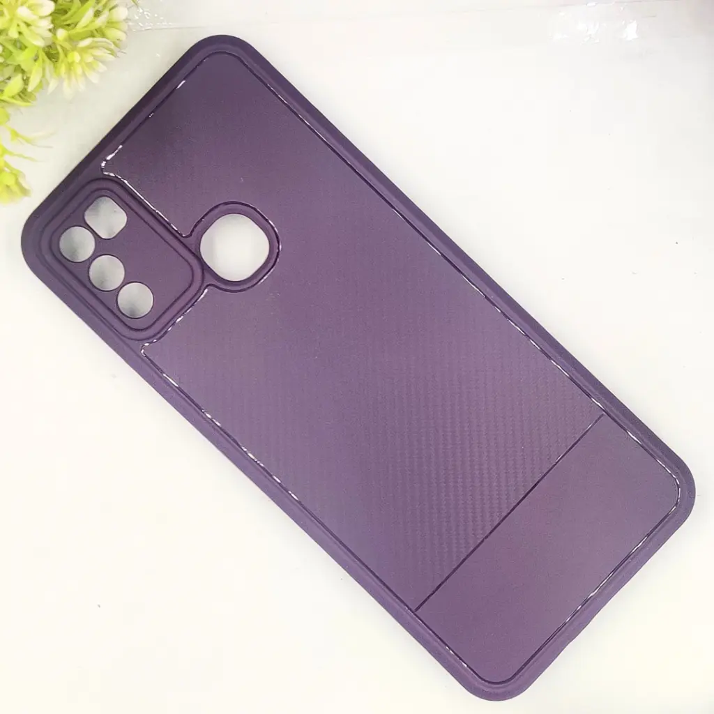 Infinix Hot 10 Play|11 Play Soft Silicone Carbon Texture With Camera Protection Back Case (Purple)