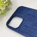 iPhone 12 Pro Max MOUNT BLANC Lining Luxuray Leather Back Case (Navy Blue)