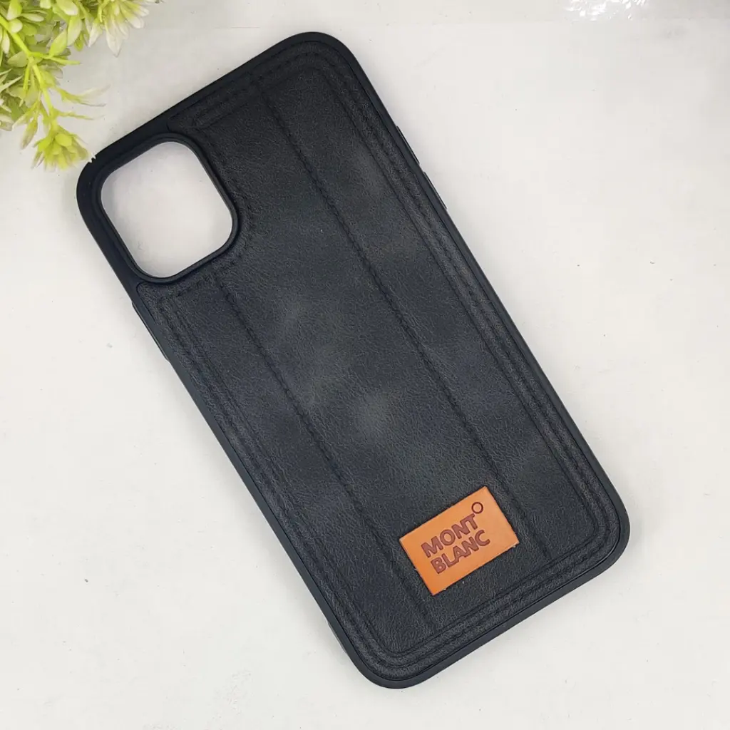 iPhone 11 MOUNT BLANC Lining Luxuray Leather Back Case (Black)