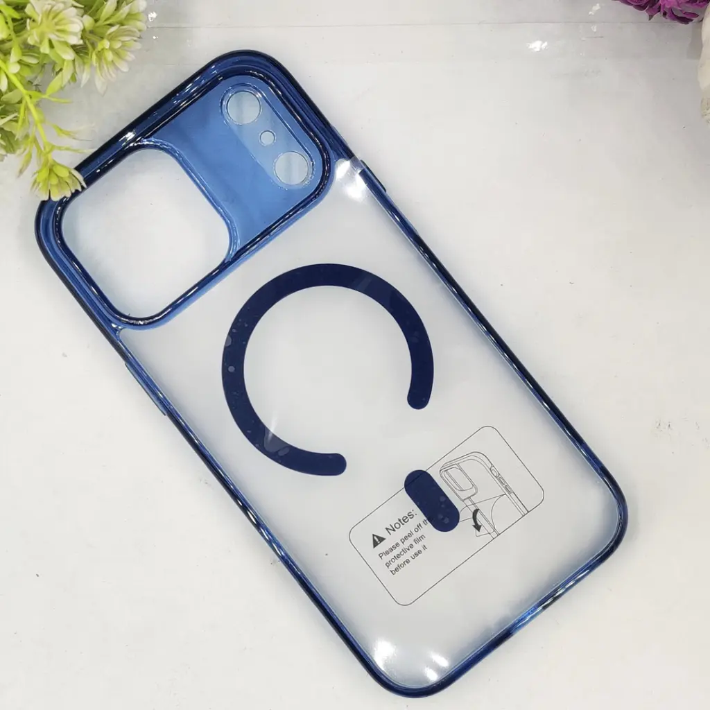 iPhone 17 Pro Max 3D Q Series Colour Transparent|Tpu Back Case (Navy Blue)