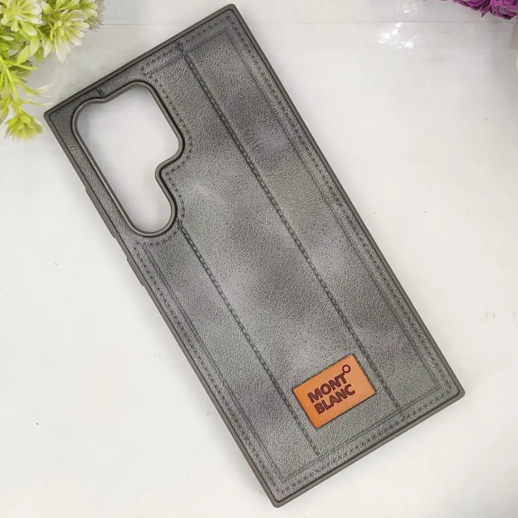 Samsung Galaxy S23 Ultra MOUNT BLANC Lining Luxuray Leather Back Case (Gray)