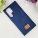 Samsung Galaxy S23 Ultra MOUNT BLANC Lining Luxuray Leather Back Case (Navy Blue)