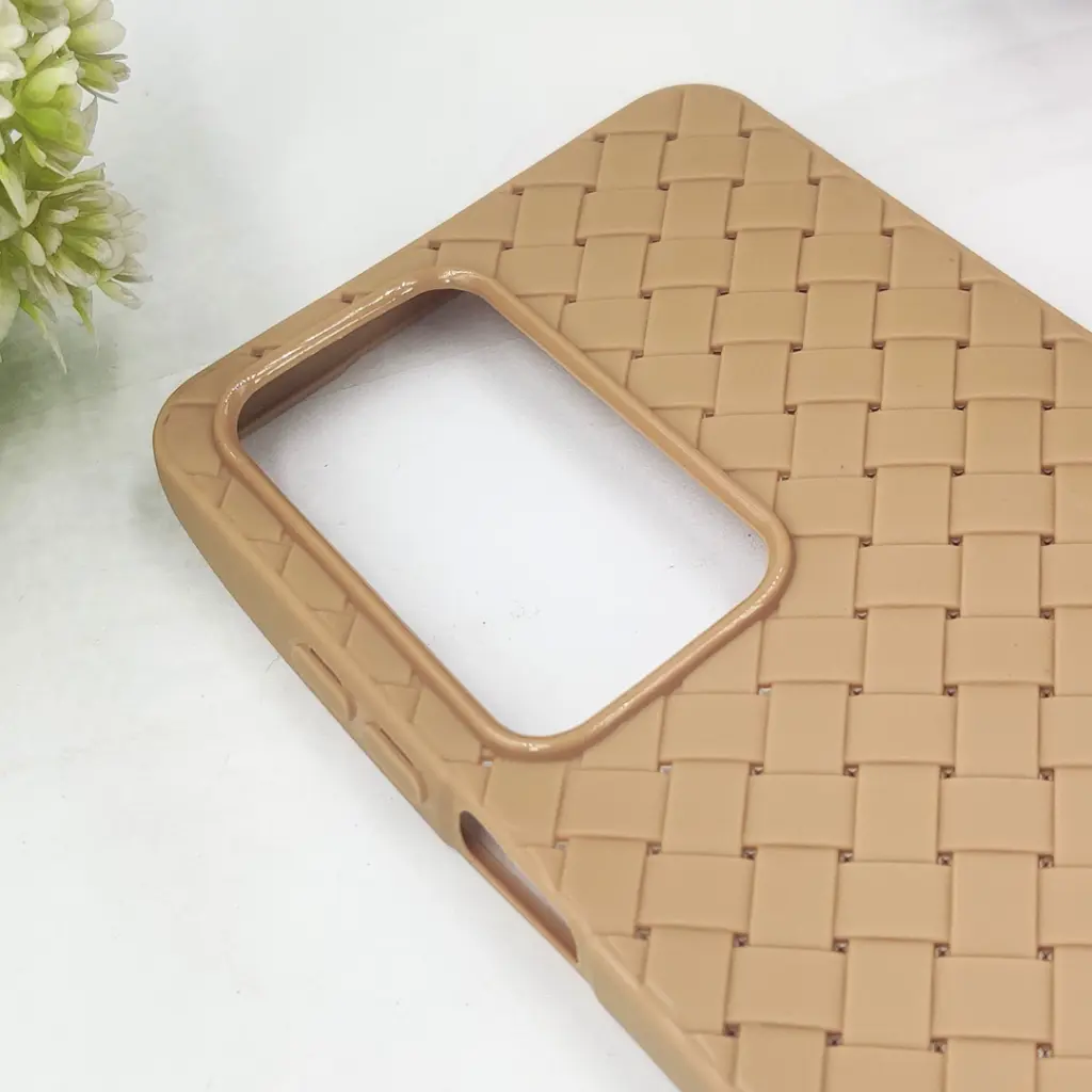 Oppo A5 4G Woven With Leather Feel Soft Silicone Back Case (Desert Titanium)