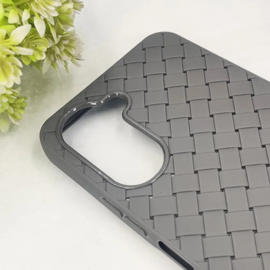 Vivo Y18 4G|Y03 4G Woven With Leather Feel Soft Silicone Back Case (Gray)