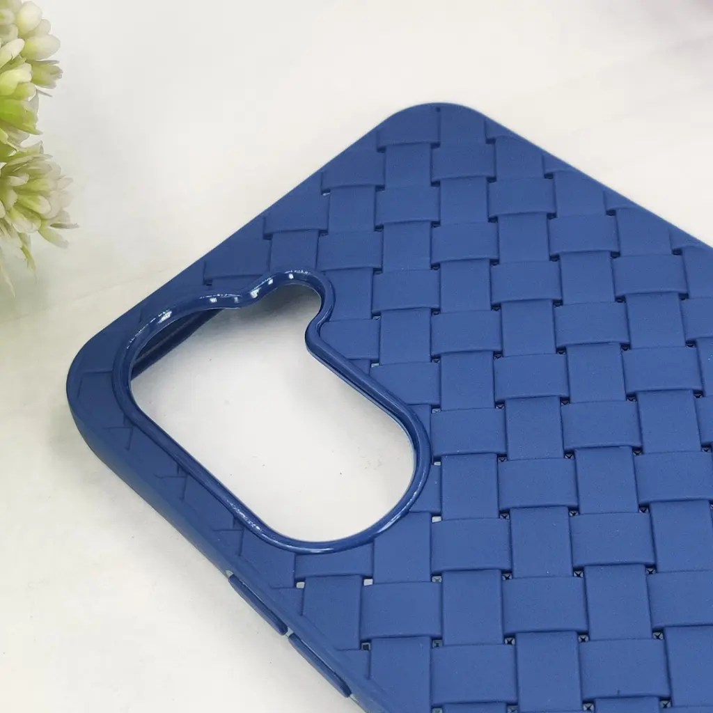 Vivo Y18 4G|Y03 4G Woven With Leather Feel Soft Silicone Back Case (Navy Blue)