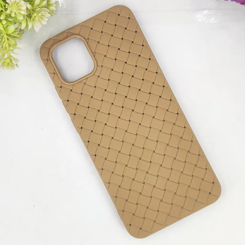 Samsung Galaxy A03 Woven With Leather Feel Soft Silicone Back Case (Desert Titanium)