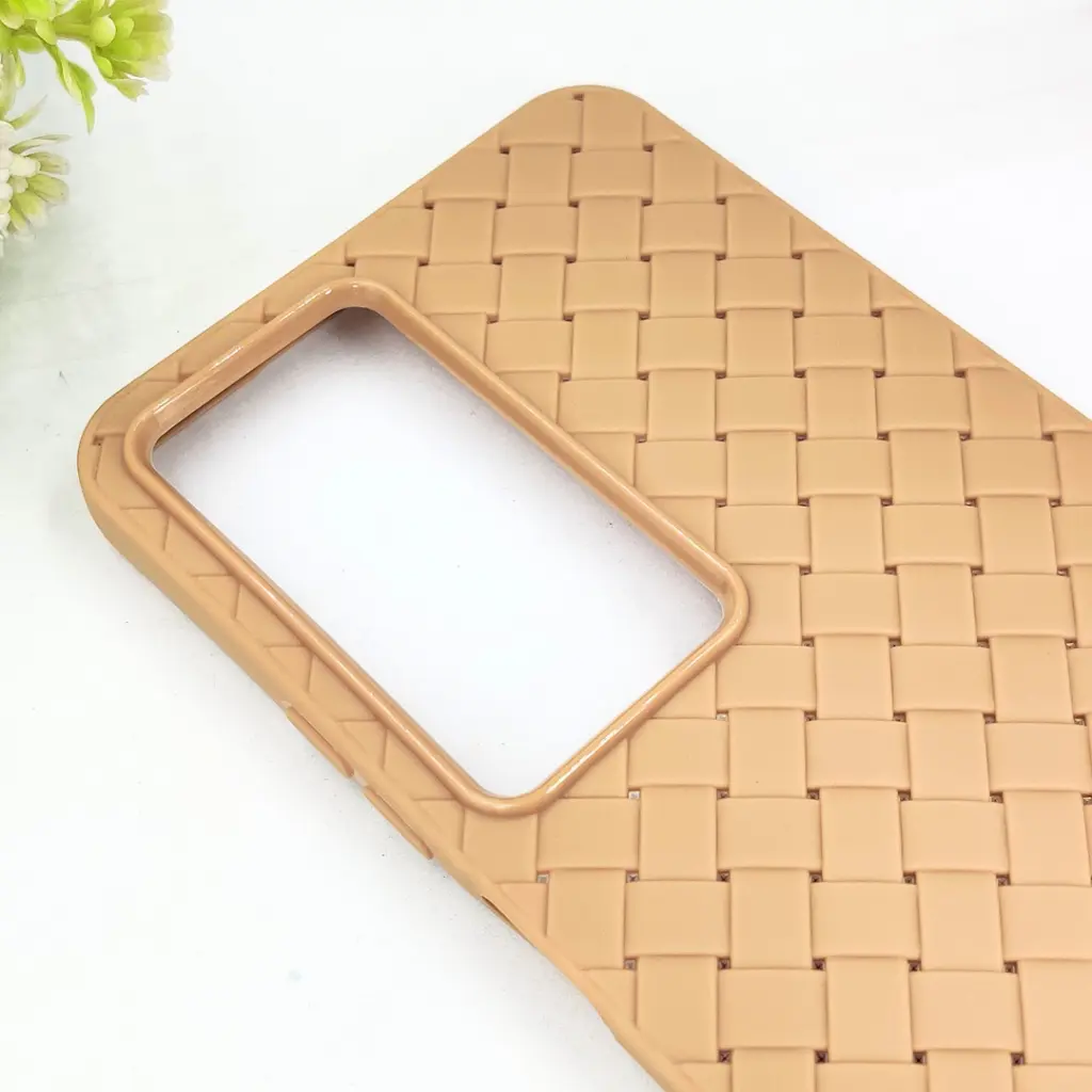 iTel City 100 Woven With Leather Feel Soft Silicone Back Case (Desert Titanium)