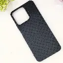 Huawei Honor X7C Woven With Leather Feel Soft Silicone Back Case (Black)