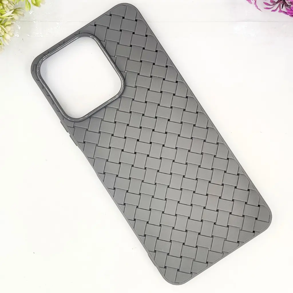 Huawei Honor X7C Woven With Leather Feel Soft Silicone Back Case (Gray)