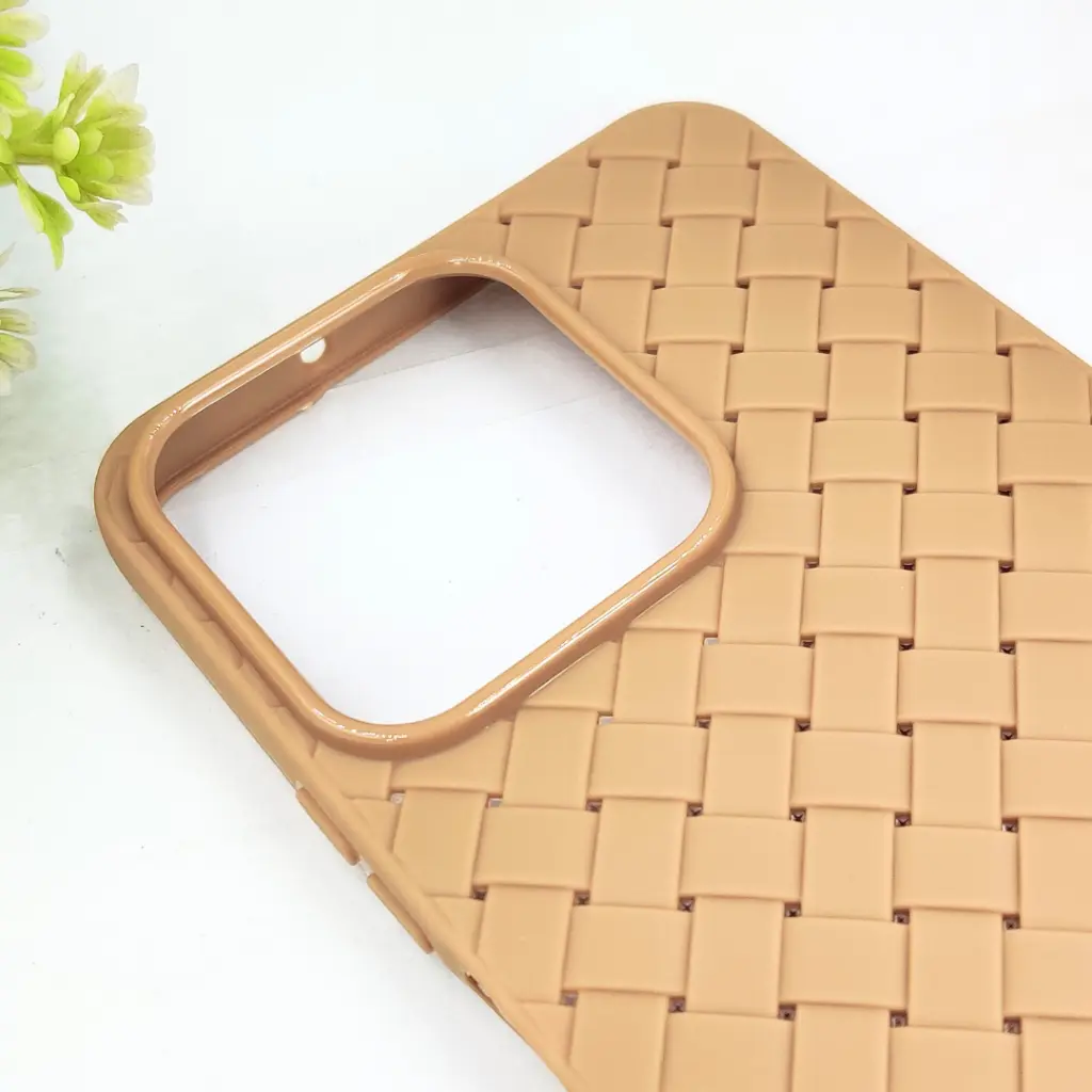 Huawei Honor X7C Woven With Leather Feel Soft Silicone Back Case (Desert Titanium)