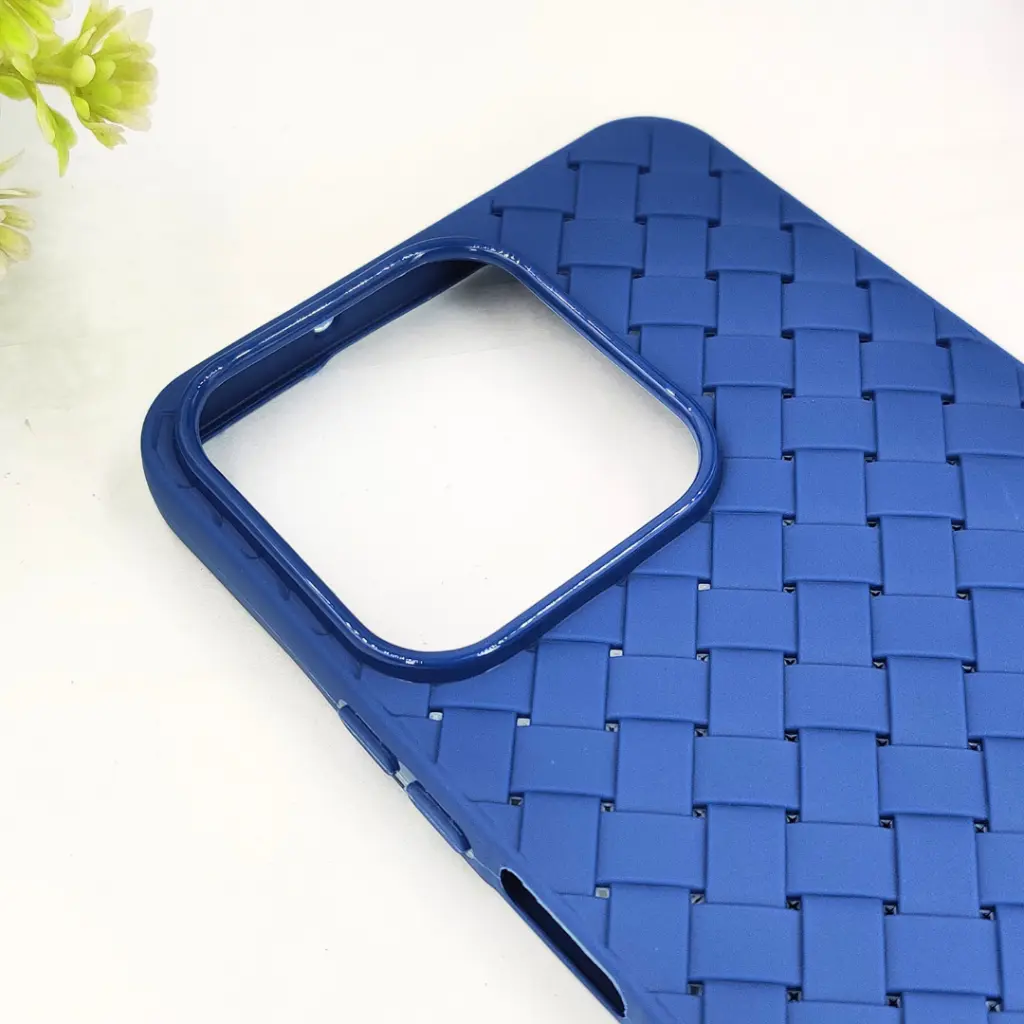Huawei Honor X7C Woven With Leather Feel Soft Silicone Back Case (Navy Blue)