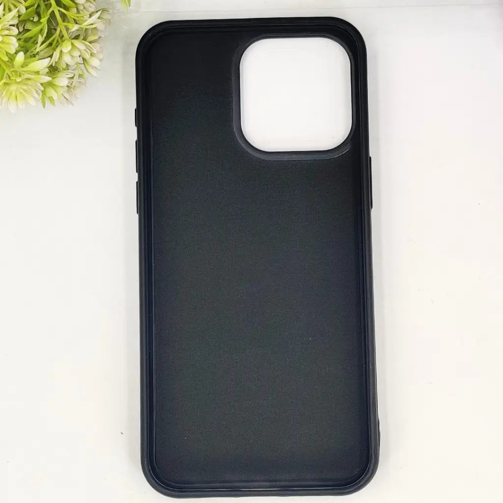 iPhone 15 Pro Max QAZAQSTAN 3D Lining Pattern Premium Leather Back Case (Black)