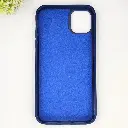 iPhone 11 Pro Max QAZAQSTAN 3D Lining Pattern Premium Leather Back Case (Navy Blue)