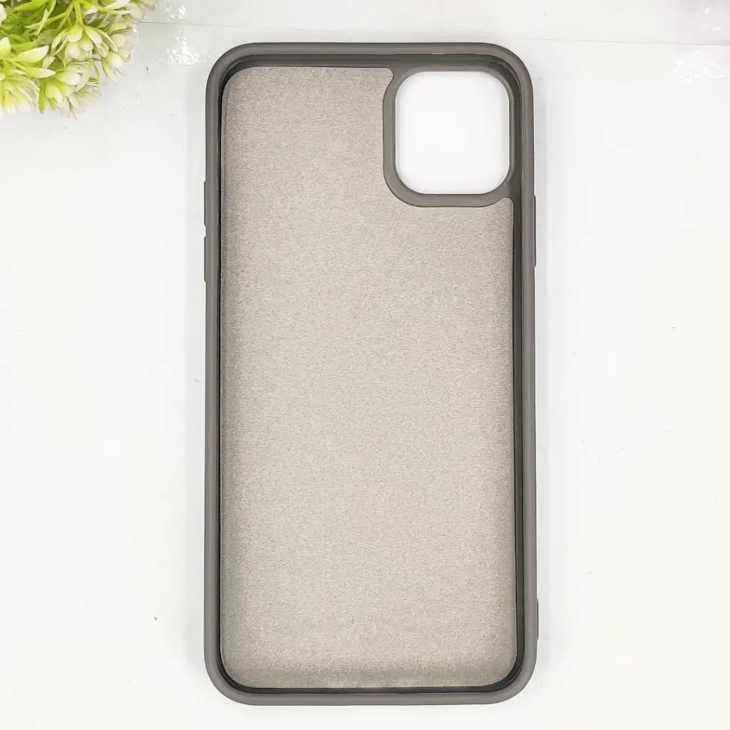 iPhone 11 Pro Max QAZAQSTAN 3D Lining Pattern Premium Leather Back Case (Gray)
