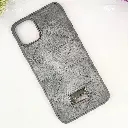 iPhone 11 Pro Max QAZAQSTAN 3D Lining Pattern Premium Leather Back Case (Gray)