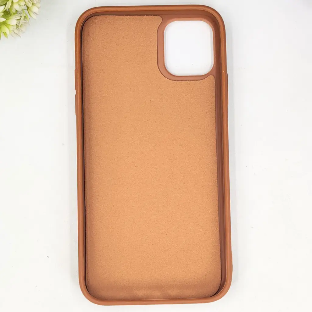  iPhone 11 QAZAQSTAN 3D Lining Pattern Premium Leather Back Case (Brown)