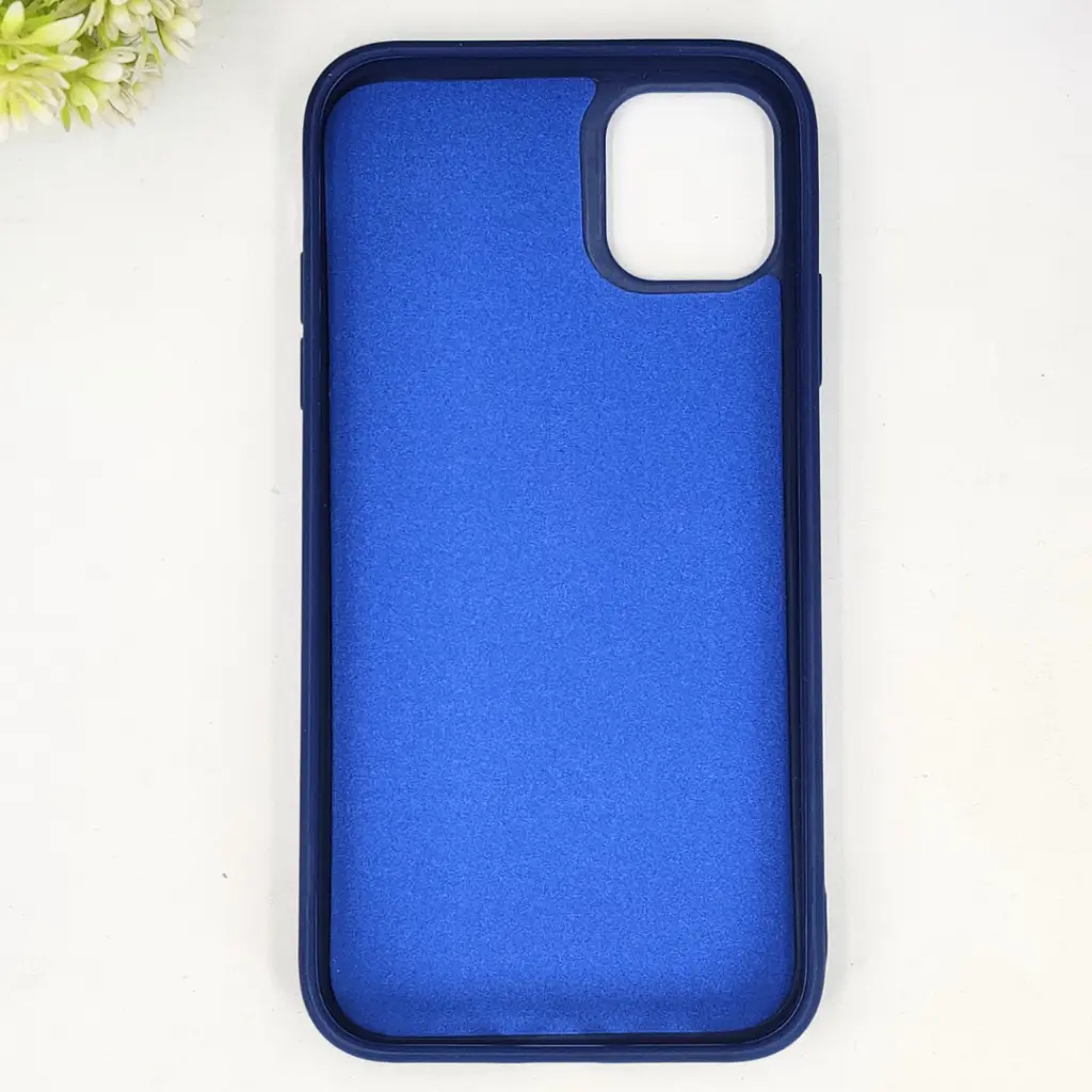 iPhone 11 QAZAQSTAN 3D Lining Pattern Premium Leather Back Case (Navy Blue)