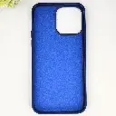iPhone 12 Pro Max QAZAQSTAN 3D Lining Pattern Premium Leather Back Case (Navy Blue)