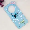 Tecno Spark 30C 4G Soft Silicone Fancy Flowers And Butterfly design Mobile Back Case (Sky-Blue)
