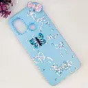 Infinix Hot 10 Play|Hot 11 Play Soft Silicone Fancy Flowers And Butterfly design Mobile Back Case (Sky-Blue)