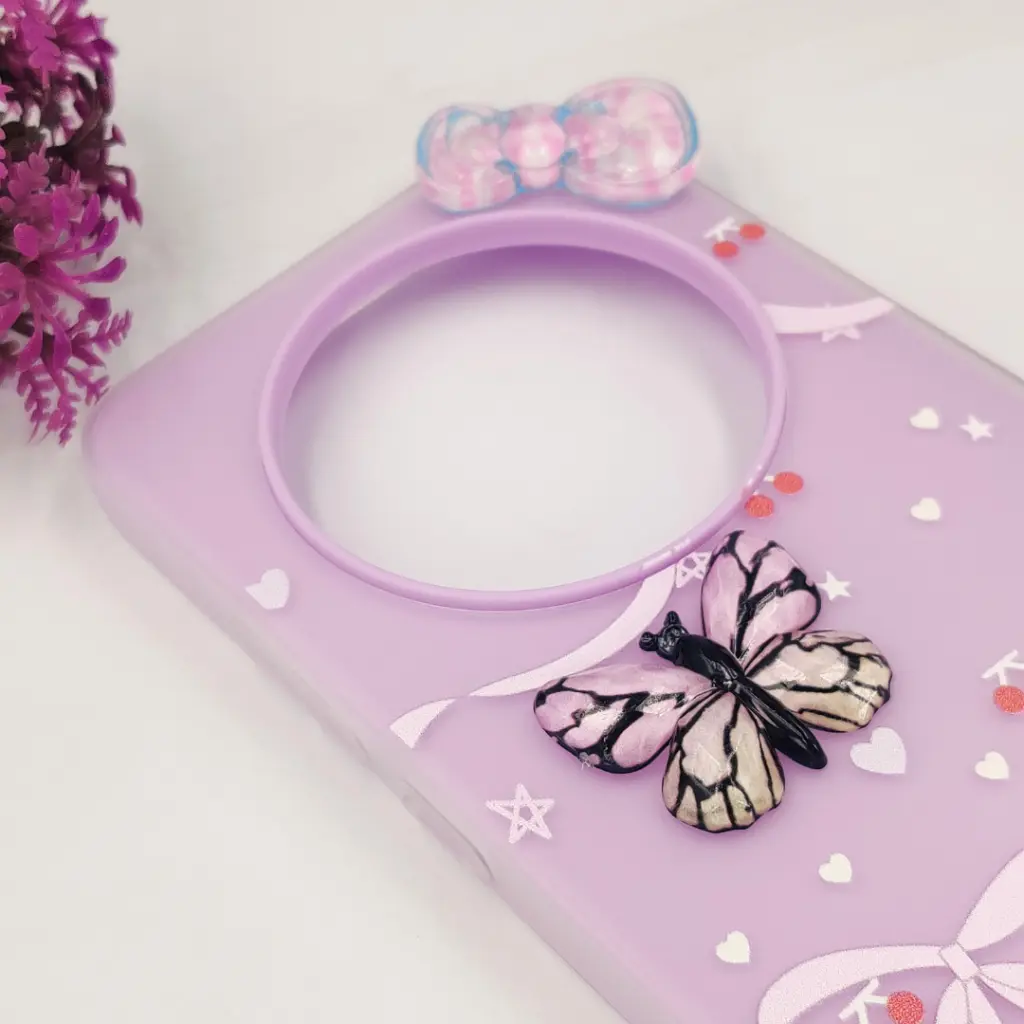 Xaiomi Redmi 14C|Poco C75 Soft Silicone Fancy Flowers And Butterfly design Mobile Back Case (Light Purple)