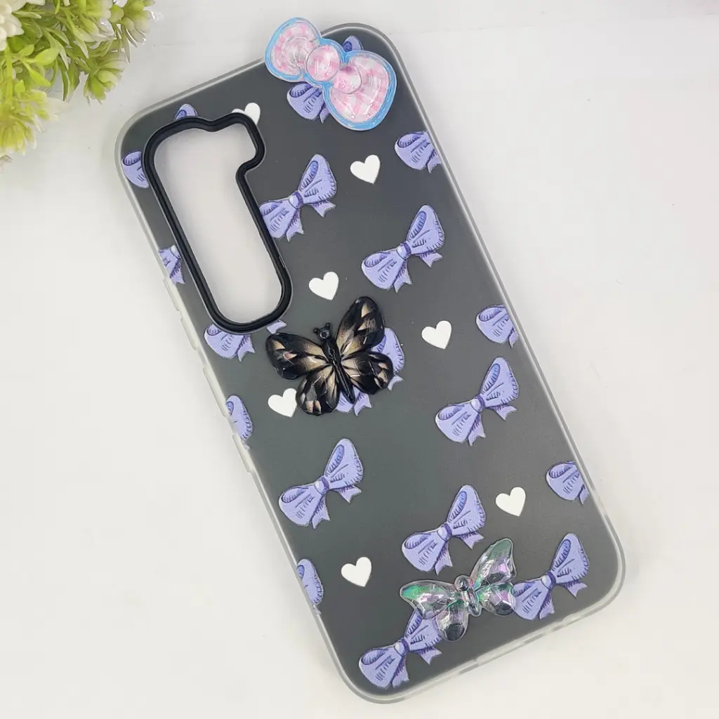 Infinix HOT 60 Pro 4G Soft Silicone Fancy Flowers And Butterfly design Mobile Back Case (Gray)