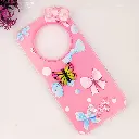 Oppo Reno 12F Soft Silicone Fancy Flowers And Butterfly design Mobile Back Case (Pink)