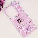 Infinix HOT 40|40 Pro|Spark 20 Pro Soft Silicone Fancy Flowers And Butterfly design Mobile Back Case (Light Purple) 