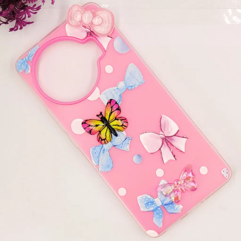 Tecno Spark 20 Pro Plus 4G Soft Silicone Fancy Flowers And Butterfly design Mobile Back Case (Pink)