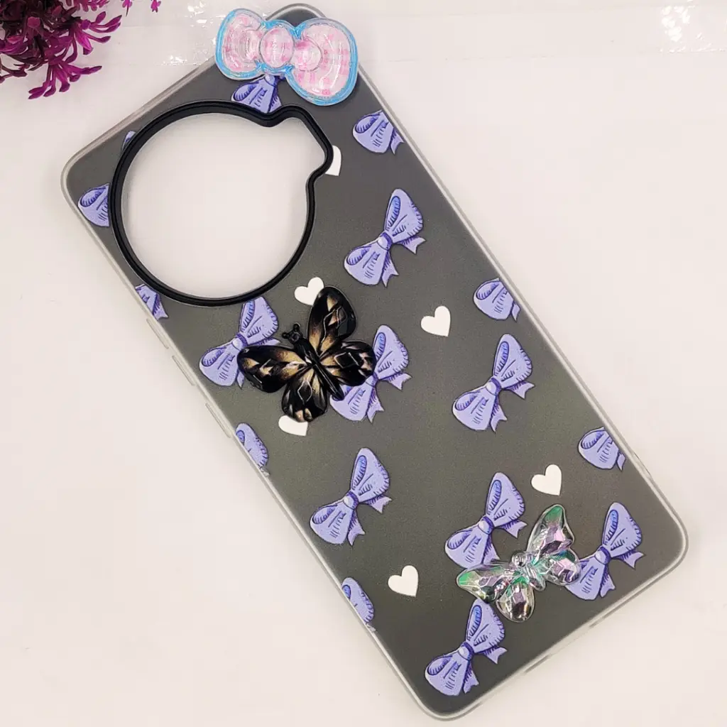 Tecno Spark 20 Pro Plus 4G Soft Silicone Fancy Flowers And Butterfly design Mobile Back Case (Gray)
