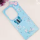 Infinix Note 50 4G|Note 50 Pro 4G Soft Silicone Fancy Flowers And Butterfly design Mobile Back Case (Sky-Blue)