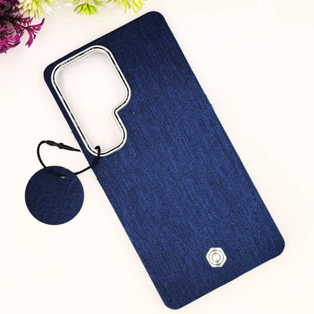 Samsung Galaxy S25 Ultra Classic Official High Quality Leather Texture Magsafe Wireless 3D Creative Back Case (Navy Blue)