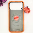 iPhone 17 Pro Max Classic Official High Quality Leather Texture Magsafe Wireless 3D Creative Back Case (Cosmic Orange)