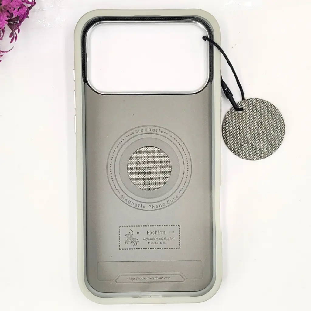 iPhone 17 Pro Max Classic Official High Quality Leather Texture Magsafe Wireless 3D Creative Back Case (Natural Titanium) 