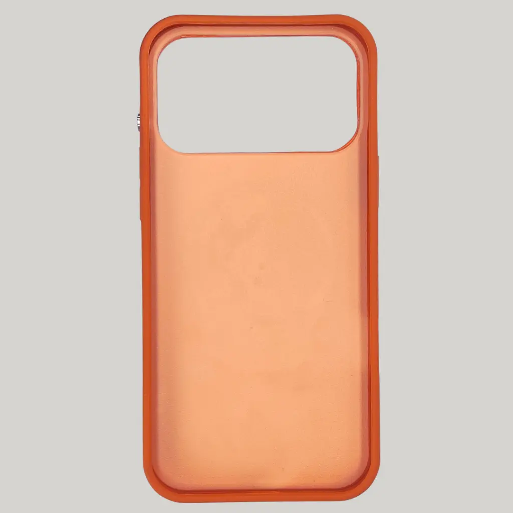 iPhone 17 Pro Max Soft Silicone With Skin Feel Leather Texture Mobile Back Case (Cosmic Orange)
