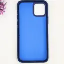 iPhone 12|iPhone 12 Pro 3D Polo Leather Carbon Fiber Texture With Magsafe Wireless Charging Compatible Back Case (Navy Blue)