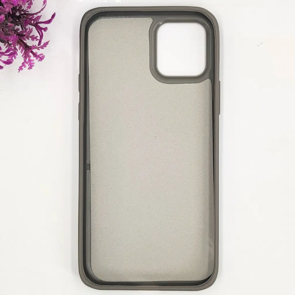 iPhone 12|iPhone 12 Pro 3D Polo Leather Carbon Fiber Texture With Magsafe Wireless Charging Compatible Back Case (Gray)