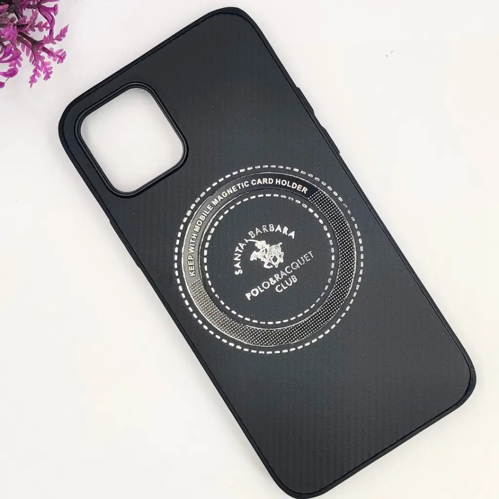 iPhone 12|iPhone 12 Pro 3D Polo Leather Carbon Fiber Texture With Magsafe Wireless Charging Compatible Back Case (Black)