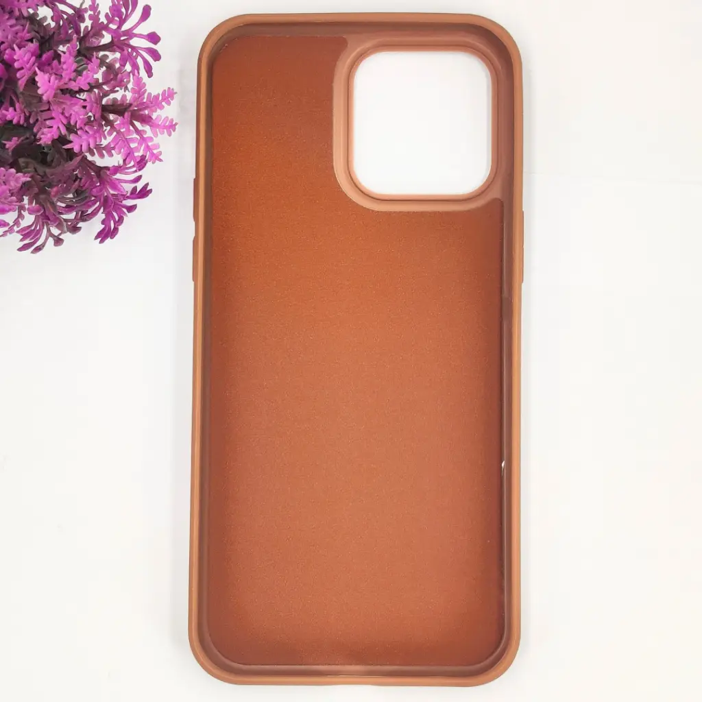 iPhone 14 Pro Max 3D Polo Leather Carbon Fiber Texture With Magsafe Wireless Charging Compatible Back Case (Brown)