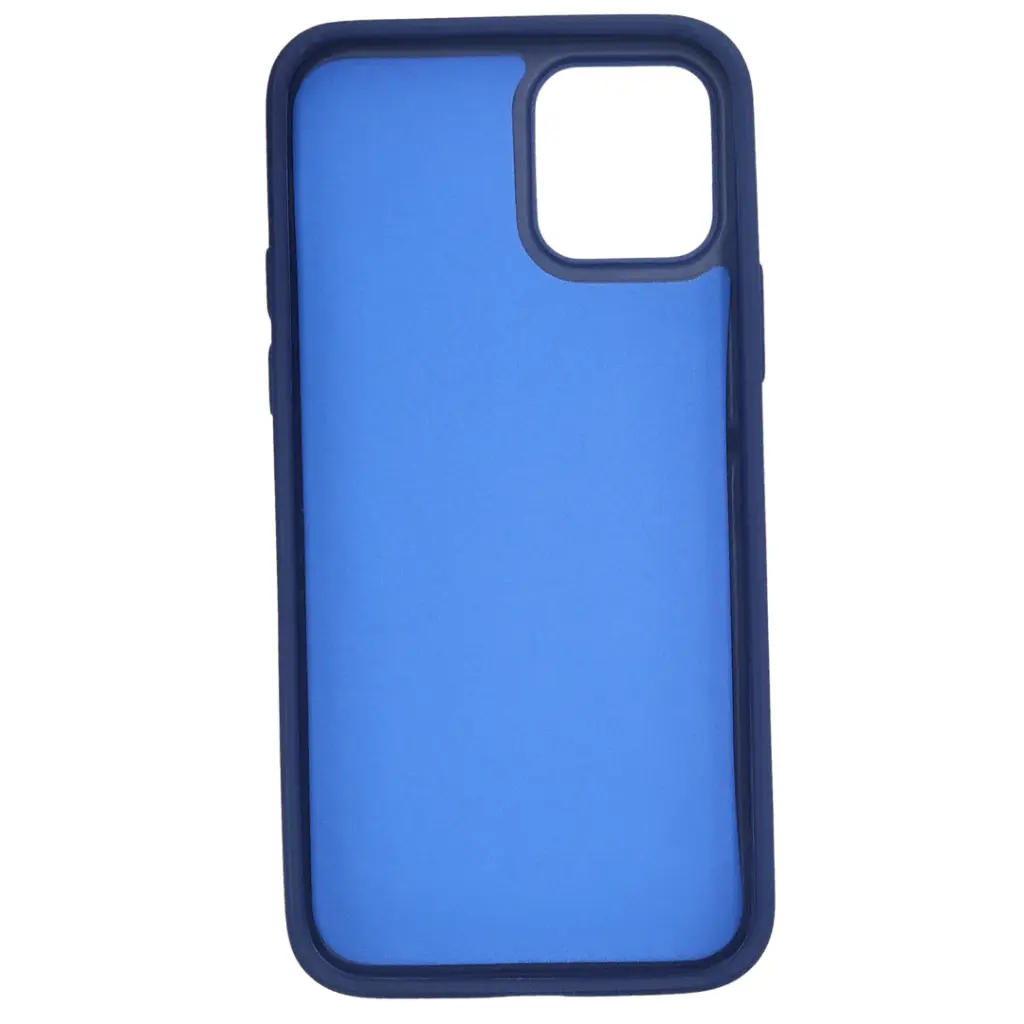 iPhone 11 Pro 3D Polo Leather Carbon Fiber Texture With Magsafe Wireless Charging Compatible Back Case (Navy Blue)